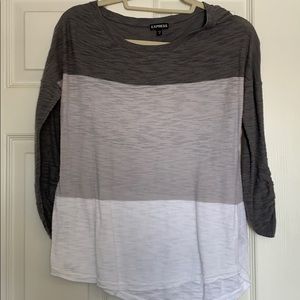 Express gray & white top